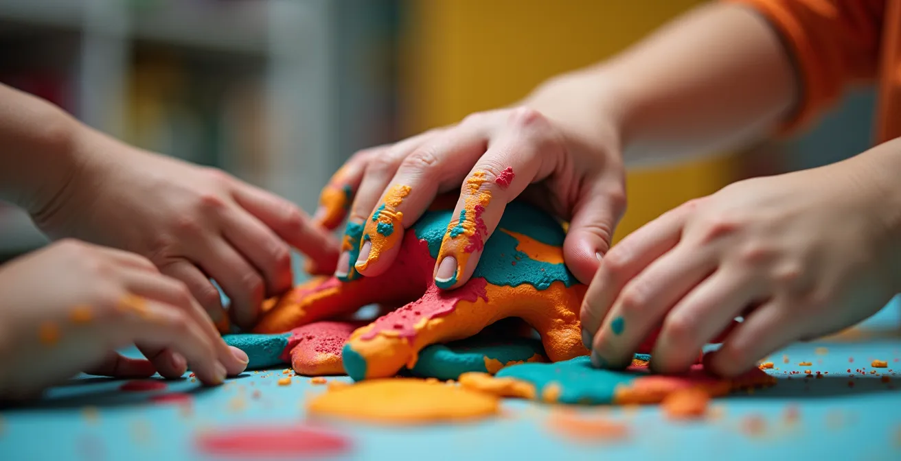 Groupe de jeunes patients participant à une activité artistique collective